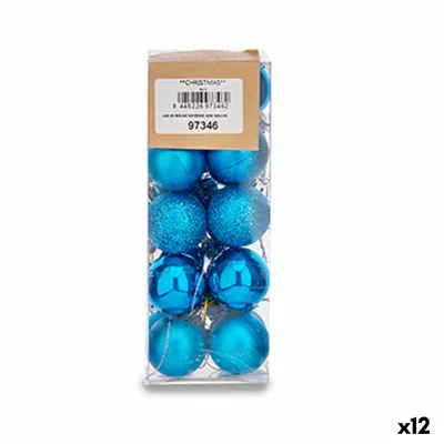 Image de Set de boules de Noël Ø 3 cm bleu plastique (12 pièces)