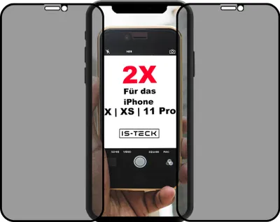 Produktbild von 2x iPhone X XS 11 Pro 3D Anti Spy Privacy Blickschutz Schutzglas Panzer Schutz Glas 9H