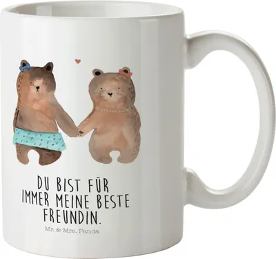 Produktbild von Mr. & Mrs. Panda Trinklernbecher Bär Freundin - Weiß - Geschenk, Teddy, Mehrwegbecher, Kunststoffbecher, Plastikbecher, Kinderbecher, Pott