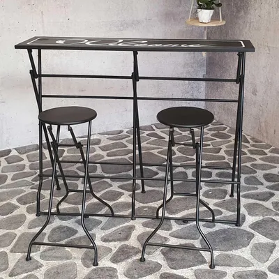 Produktbild von Napoleon Wandbar-Set, Schwarz, Stehtisch und 2 Barhocker, 97 cm B, 113 cm H