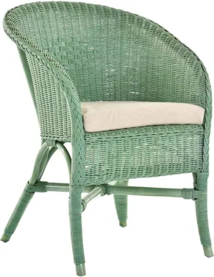 Produktbild von KRINES HOME Klassischer Rattan Club-Sessel inkl. Polster Beige Rattansessel Flechtsessel (Grün)