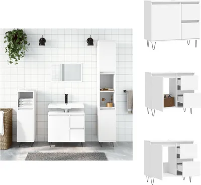 Obrázok produktu pre vidaXL Kúpeľňová skrinka biela 65x33x60 cm materiál na báze dreva - Umývadlá do kúpeľne
