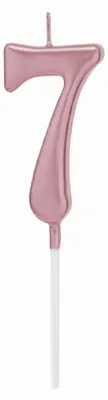 Zahl 7 Kerze rosa, Geburtstagskerze, Tortendeko, 4,5 cm