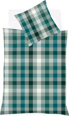 Produktbild von Fleuresse Lech Edelflanell Bettwäsche 155x220 Karo forest grün  603742-15