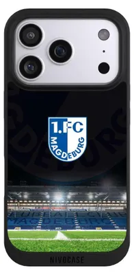Produktbild von NIVOCASE Handyhülle für Apple iPhone 17 Pro  Hülle NIVOpure Case Schwarz Stadion 1. FC Magdeburg 1. FCM