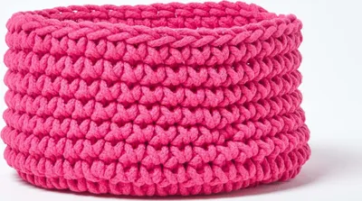 Obrázek produktu pro HOMESCAPES Pletený úložný koš, 100% bavlna, růžový 37 x 21 cm