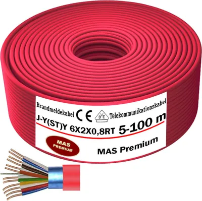 Produktbild von 5m  J-Y(ST)Y 6X2X0,8RT Brandmeldekabel Telekommunikationskabel Fernmeldeleitung