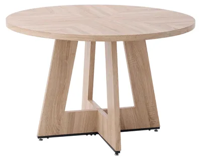 Produktbild von Runder Esstisch - Küchentisch - Durchmesser 120 cm - Für 4 Personen - Gestell aus Holz - Moderner Stil - Hellbraun