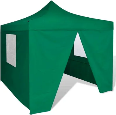 Image de Tente pliable verte 3 x 3 m avec 4 parois