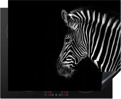 Produktbild von KitchenYeah© Herdabdeckplatte Zebra - Wilde Tiere - Schwarz , 65x52cm, Küche Deko, Glaskeramikkochfeld Herdabdeckung, Abdeckplatte fùr Kochfeld