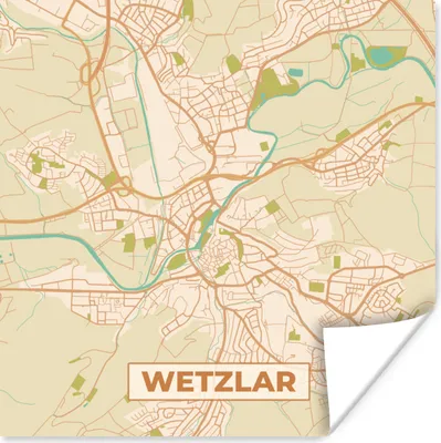 Produktbild von MuchoWow® Poster Wetzlar - Karte - Vintage - Stadtplan 100x100 cm - Babyzimmer