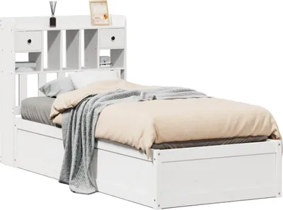 Image de vidaXL Lit en pin massif sans matelas blanc 90x190 cm