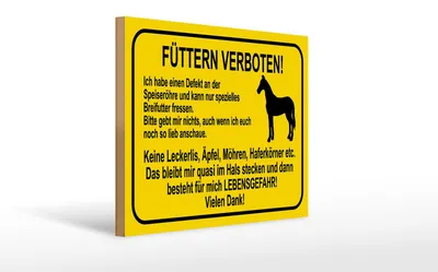 Produktbild von Holzschild Hinweis füttern verboten Pferde, 40 x 30 cm, Holzschilder Bauernhof Landwirt Tiere