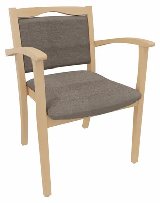 Productafbeelding van Armstoel Alexander voor senioren – Comfortabele zorgstoel – Zit hoogte: 47 cm. Bekleding: Stof Gomera, bruin. Bodemglijders: Kunststof, wit