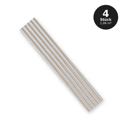 Produktbild von Lamelldekor 22x120 cm - Set 4 Stück (1,06 m²) - Wandlamellen - MDF-Lamellen - HDF-Platten - WEISS