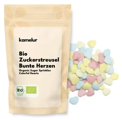 Produktbild von Kamelur® Bio Zuckerstreusel bunte Herzen 200 g