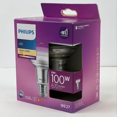 Zdjęcie produktu dla Philips Reflektor 100 W R80 E27, 8 W, 100 W, E27, 670 lm, 15000 h, Ciepłe białe