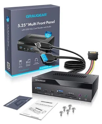 Image de GRAUGEAR Multi Frontblende 8-Port + Kartenleser USB,SD,Micro