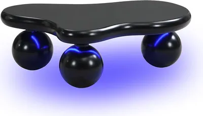 Produktbild von Merax Couchtisch Wolkenform 95x62,5x32cm, LED-Tisch mit 16 Farben und Abgerundete Ecken, Dekotisch für Wohnzimmer, Schwarze Tischplatte+Schwarze Beine