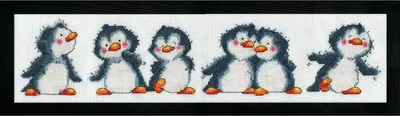 Obrázek produktu pro Výšivky křížem vyšívané sadou "Tučňáci", 10x46 cm