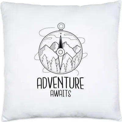 Produktbild von Adventure Awaits Kissen Inkl. Füllung Camping Reisen Abenteuerlust Kompass Urlaub