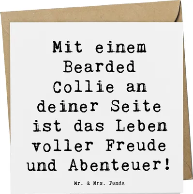 Produktbild von Mr. & Mrs. Panda faltkarte Spruch Bearded Collie Freund - Weiß - Geschenk, doppelkarte, Hunderassen Vielfalt, Hunderasse, Familie, Freude, strahlende Augen, Grußkarte