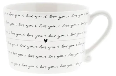 Produktbild von Tasse, Becher  I LOVE YOU weiß schwarz für 270ml Keramik Bastion Collections