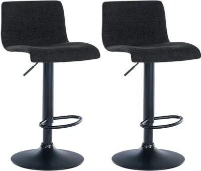 Produktbild von CLP 2er Set Barhocker Branford höhenverstellbar und 360 drehbar schwarz Material Stoff