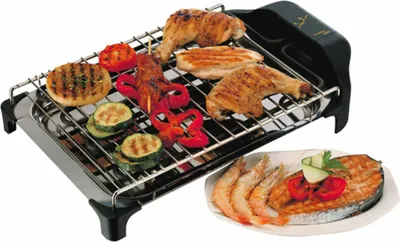 Immagine prodotto di JATA BQ101 Barbecue elettrico. Senza fumi né odori. Griglia a 2 altezze. Cottura sana con acqua. 2.400 W di potenza
