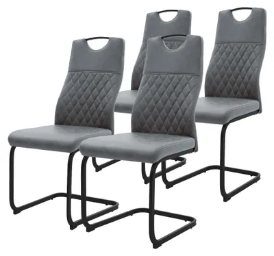 Obrázok produktu pre ML-Design, set 4 jedálenských stoličiek, otočné, s operadlom, vyrobené z umelého kožene, vhodné do kuchyne, čalúnené, s oceľovým rámom, farba: antracit