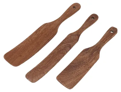 Immagine prodotto di Set di spatole in legno di teak sostenibile per la cucina (3 pezzi)