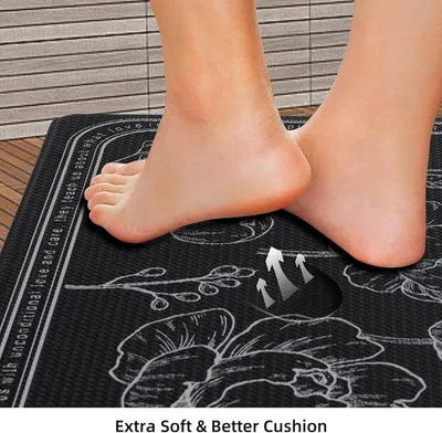 Productafbeelding van Keukenmatten set, 2-delig - Gevoerde, antivermoeidheidsmatten voor de keuken, 43,2 cm x 119,4 cm + 43,2 cm x 73,7 cm - antislip, waterdicht