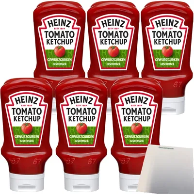 Produktbild von Heinz Tomato Ketchup Gewürzgurken Geschmack 6er Pack (6x400ml) + usy Block