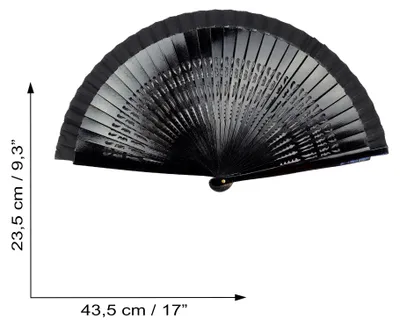 Produktbild von Fächer - Wedel - faltbarer Fächer - Handfächer - einfarbig - groß - schwarz