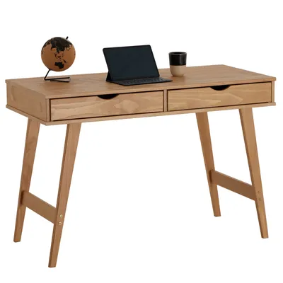Produktbild von Schreibtisch MILO mit 2 Schubkasten, Massivholz, Eiche farben stabil und langlebig, ideal für Home-Office, Schubladen für Stauraum