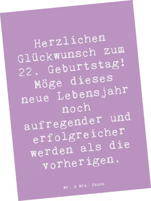 Produktbild von Mr. & Mrs. Panda Postkarte Spruch 22. Geburtstag - Lavendeltraum - Geschenk, Alter, Abenteuer, Ansichtskarten, aufregender, Feier, kunstkarte, Postkarten, Party