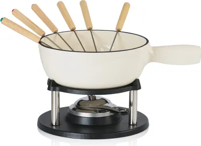Produktbild von BBQ-Toro 9-teiliges Gusseisen Fondue Set für 6 Personen, 2 L, emailliert, mit Brenner und Gabeln