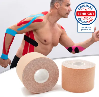 Produktbild von axion®  Kinesiologie-Tape 5cm x 5m - 2 Rollen - Wasserfestes Tape in beige