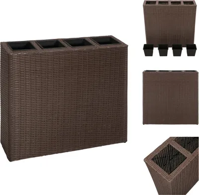 Image de vidaXL Bac de jardin surélevé avec 4 pots Poly Rotin Brun - Pots de fleurs & Jardinières