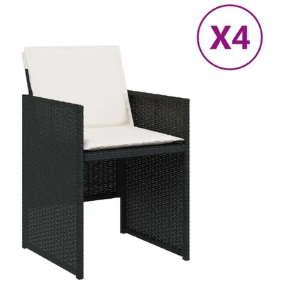 Produktbild von Gartenstühle mit Kissen 4 Stk. Schwarz Poly Rattan