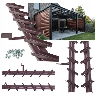 Zdjęcie produktu dla Ruchome Deseczki System Tarasowy Mechanizm Stalowy Shutters Brązowy 54 Cm