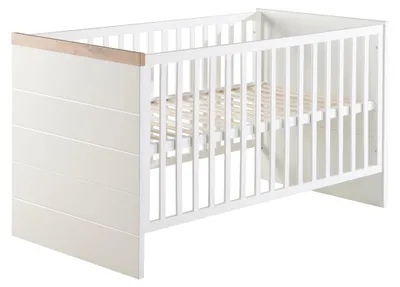 Produktbild von roba Kombi-Kinderbett 'Nele' 70 x 140 cm, Babybett umbaubar zum Juniorbett, weiß, Dekorleisten in 'Artisan Eiche'