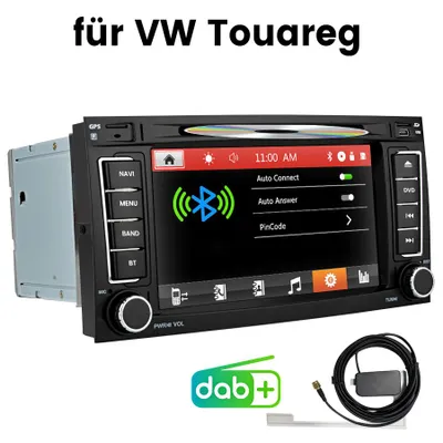 Image de Autoradio DVD, GPS, Bluetooth, DAB+, compatible avec laau volant, écran HD 7 pouces, pour Volkswagen T5 Transporter, Multivan et Touareg