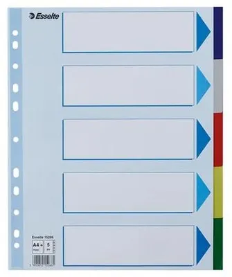 Register, plastový, A4 Maxi, 5 dielny, ESSELTE