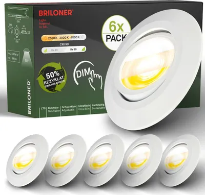 Immagine prodotto di Set da 6 faretti LED da incasso LED faretti da incasso orientabili dimmerabili Ra90