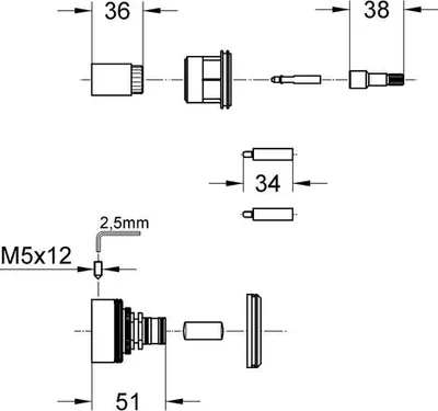 Produktbild von Grohe Verlängerungsset 27,5 mm für Brause-/Zentralbatterie - 47653000