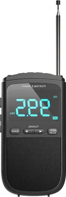 Obrázok produktu pre Prenosné FM-AM rádio s LCD displejom a slúchadlami – nabíjateľná batéria – na behanie a prechádzky