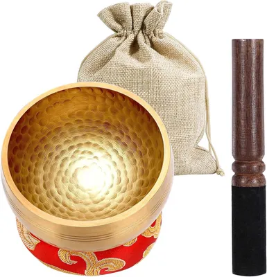Produktbild von Tibetische Klangschale, Klangschalen Set, 8,5 cm, mit Klöppel und Kissen, für Meditation, Yoga, Chakra, Meditation Zubehör