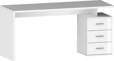 Produktbild von Dmora Schreibtisch Abisse 160x60x75h cm Hochglanz Weiß, Modular 3 Schubladen