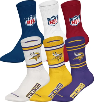 Produktbild von NFL Uni Socken, 6er Pack - NFL Teams, 6Pack Crew Socks, Football, Logo, Baumwollmischung Minnesota Vikings 2/Mix 39-42